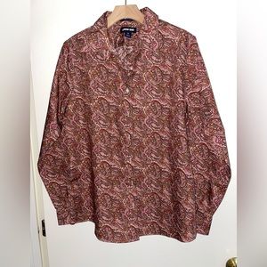 NWOT Lands  End Paisley No-iron, supima cotton, button down,  long sleeve shirt